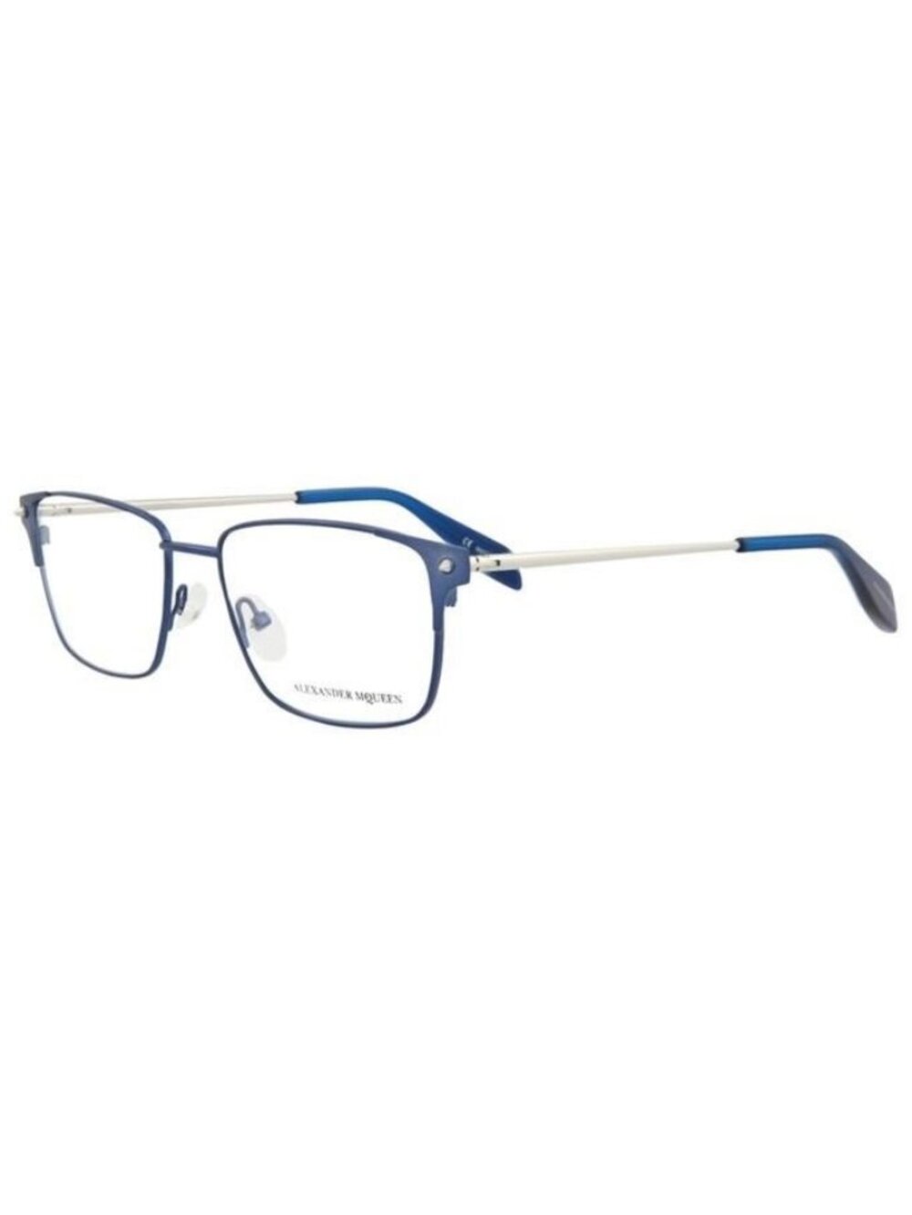 New Alexander McQueen Mens Square/Rectangle Blue Silver Transparent Fashion Desi